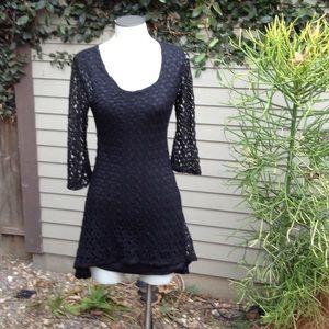 Mesh black mini dress