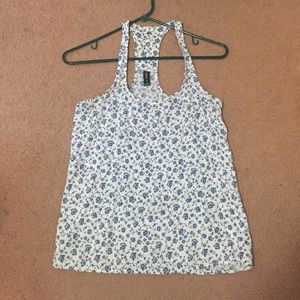 Floral blue and white PacSun tank