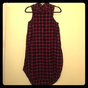 Red plaid dress/vest/top size Small