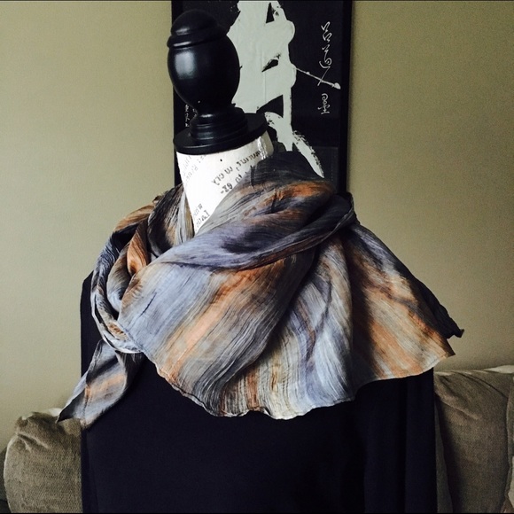 SOLD Marble Grey Hand Dyed Natural Silk Scarf Wrap - Picture 3 of 4