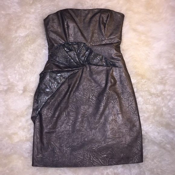 Badgley Mischka leather mini dress. STUNNING - Picture 1 of 4