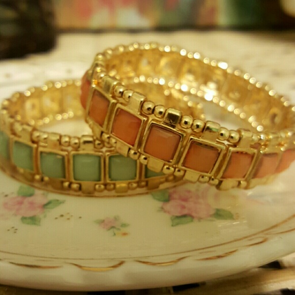 Coral & Aqua bracelets