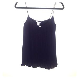 H&M spaghetti strap navy pleated top