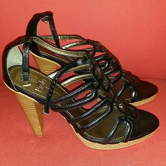 Womens Linea Paolo Strappy Black Heels - Picture 2 of 4