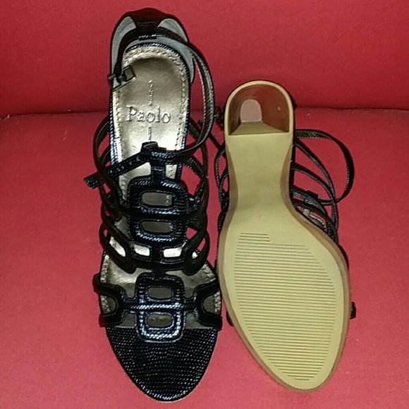 Womens Linea Paolo Strappy Black Heels - Picture 3 of 4