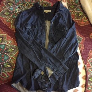 LOFT by Ann Taylor dark chambray button down.