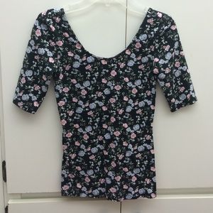 Black flowered top