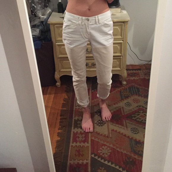 Madewell slim boy friend white painters jeans