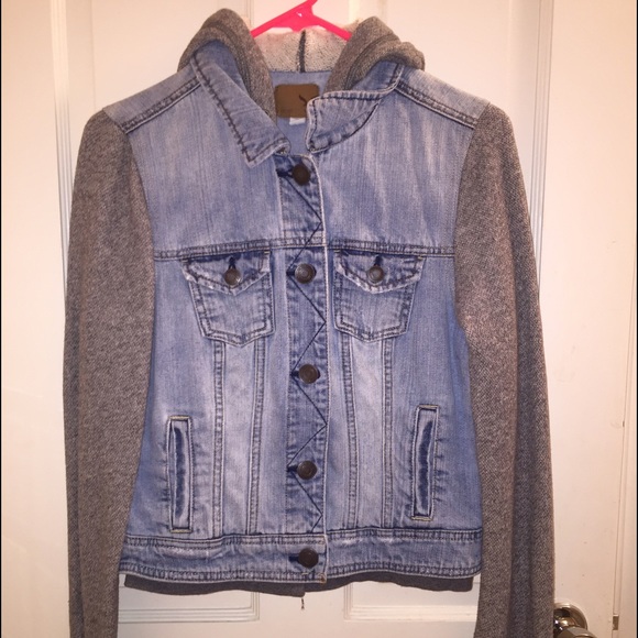 American Eagle jean vest hoodie