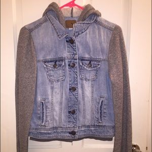 American Eagle jean vest hoodie