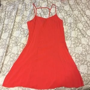 Coral H&M fitted skater dress
