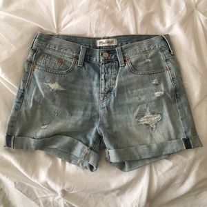 Madewell Light Wash Distressed Boyfriend Shorts