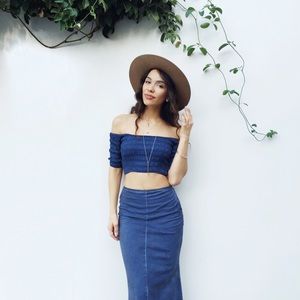 Morrison Grey- blue Maxi Skirt