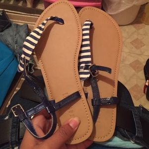 Blue and white Forever 21 sandals