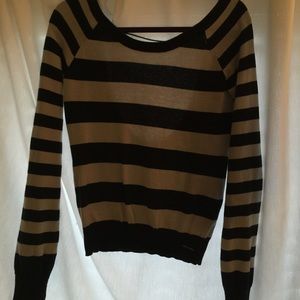 Rip curl wide neck black and grey striped sweater