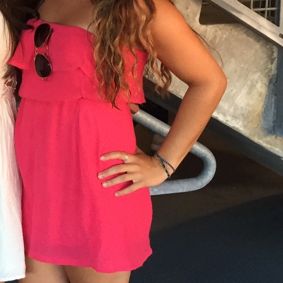 Strapless pink dress