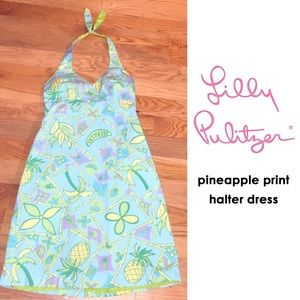 *Lilly Pulitzer* Pineapple Print Halter Dress