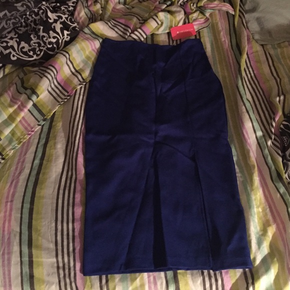 Royal blue skirt.