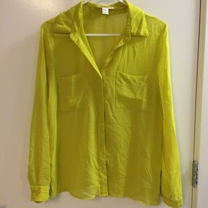Forever 21 Yellow Chiffon Blouse