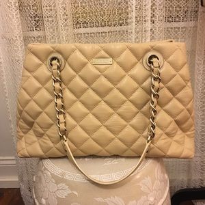 Large cream quilted Kate Spade bag