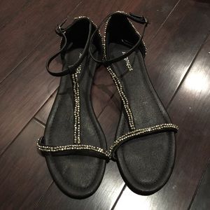 Black bejeweled sandals