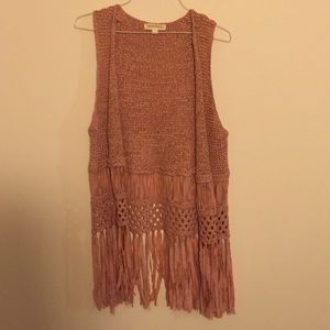 Painted threads fringe crochet vest