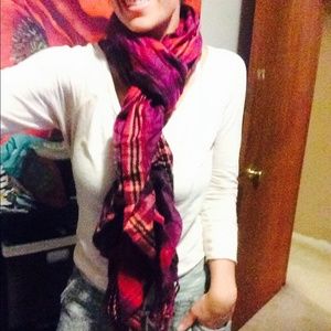 Fleece scarf-rich colors orange, pink, and brown❄️