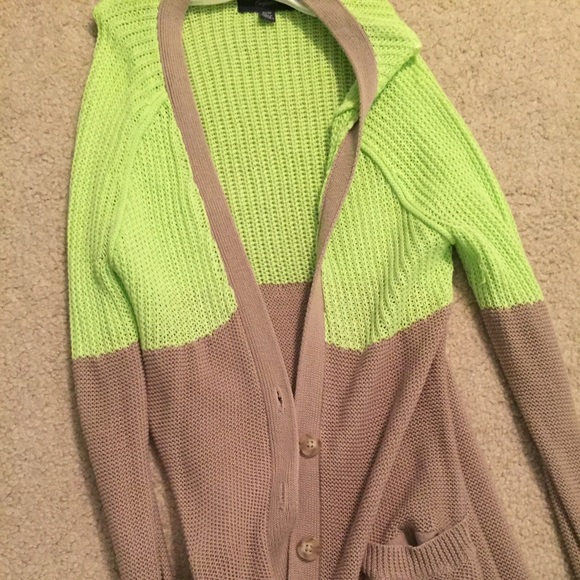 Bright green and tanish brown sweater