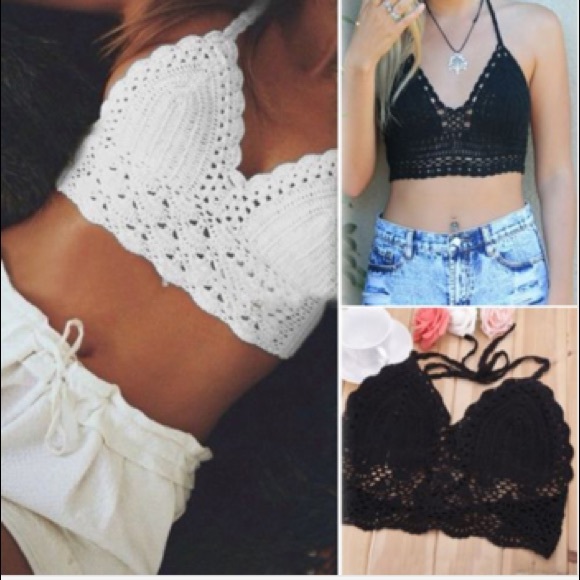 Free People Tops - Crochet Halter Bralette