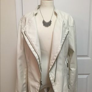 Off White faux Leather Moto Jacket