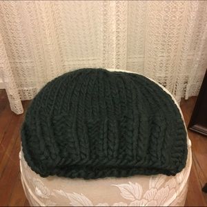 Dark green knit beanie winter hat