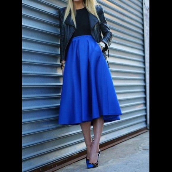 Blue Pleated Skirt