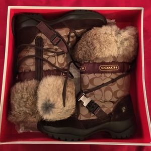 Coach Sahara rabbit-trimmed boots