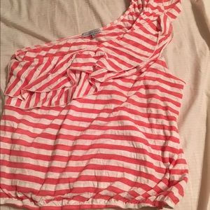 Charlotte Russe Striped One Shoulder Top