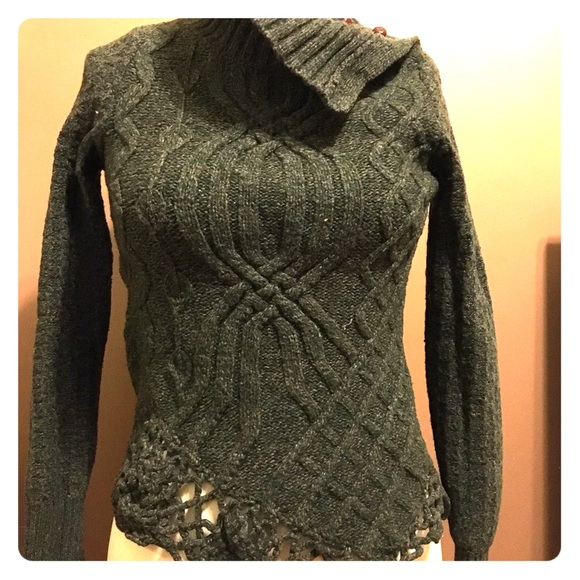 Anthropologie Moth Wool Sweater button up neck