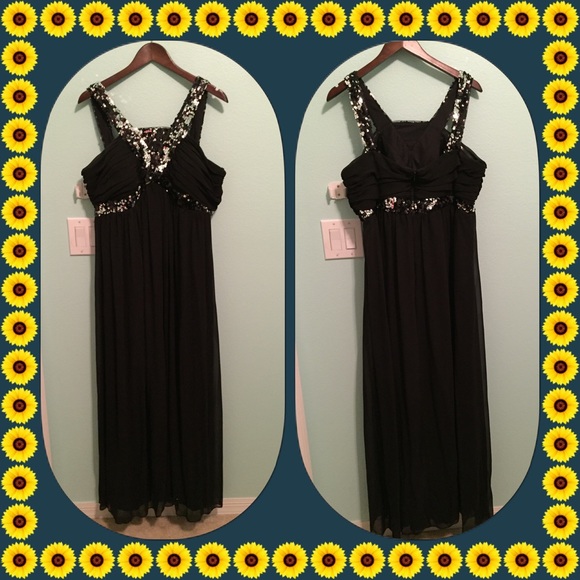 Betsy & Adam Black Sequin Dress Size 18W