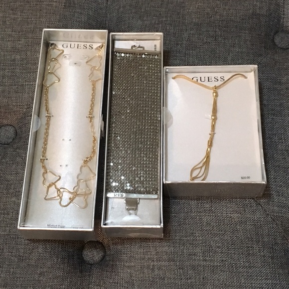 NWT Bundle. Guess Gold Necklaces&Silver Bracelet