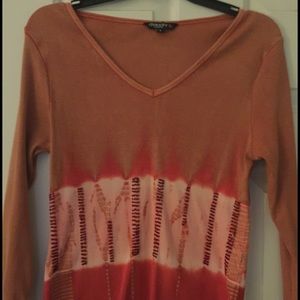 Chaudry Tie Die V Neck Sweater