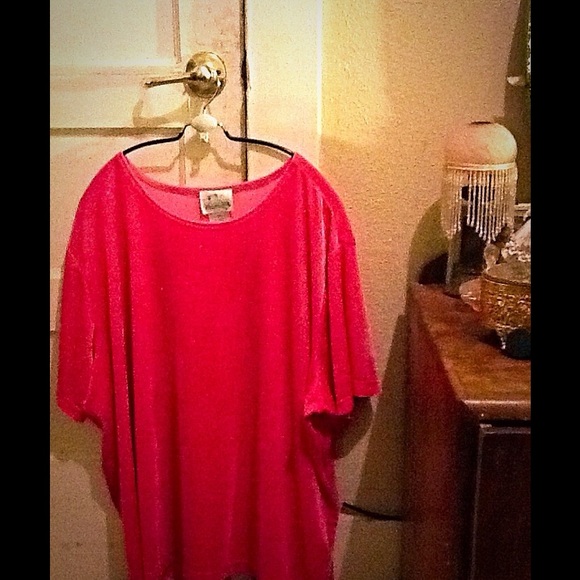 Plus Size Pink Velveteen Shirt with Rhinestones - Picture 3 of 3