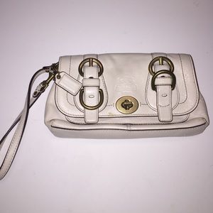 White leather Coach wristlet