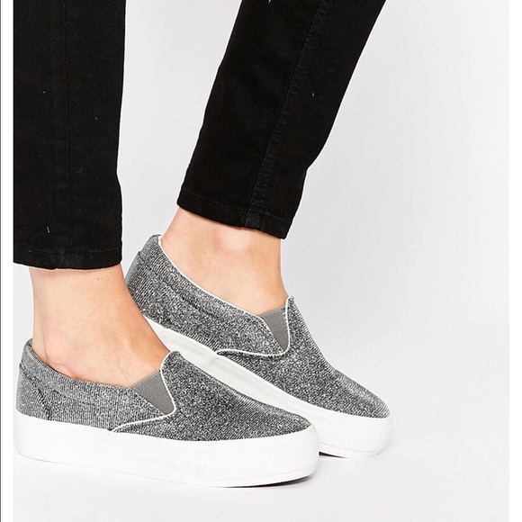 Glitter Flat Form Slip Ons NWT