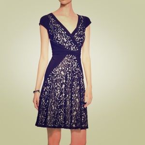 Adriana Papell Faux Wrap Lace Dress