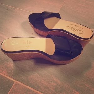 Black Wedge Sandal