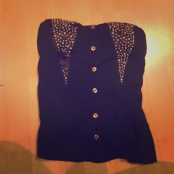 Super cute studded strapless club top