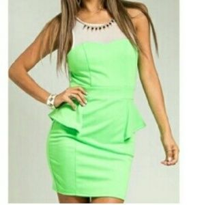 Green/White peplum dress