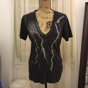 Deep v with lightning bolt print