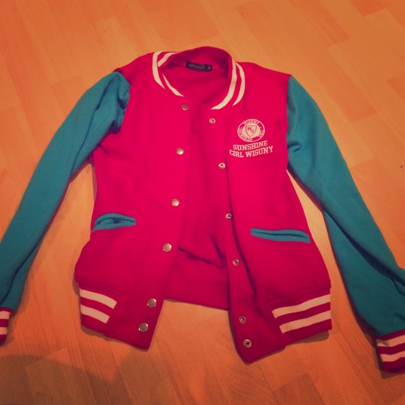 Cotton candy color varsity jacket