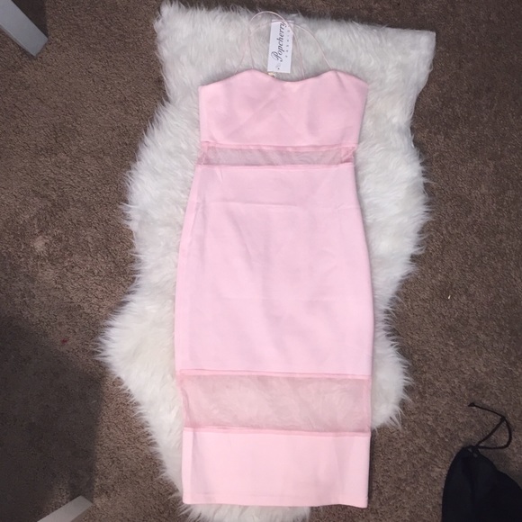 Pink mesh bodycon dress