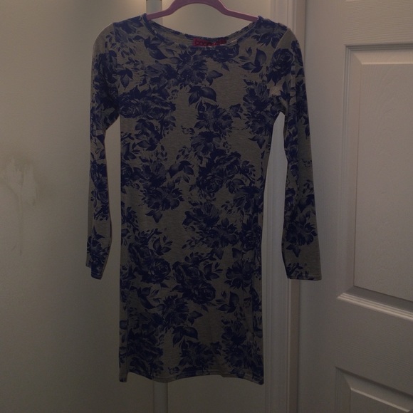 Brand new gray and blue floral dress from Boohoo.