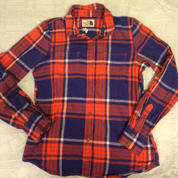 The North Face Orange & Blue Plaid Button Down ⛷🏂